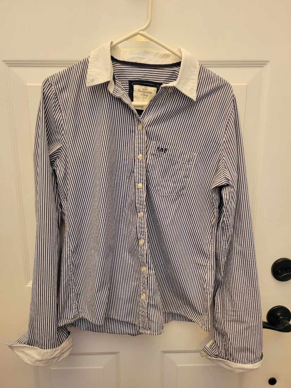 Abercrombie & Fitch Blue and White Striped Button-Down Shirt